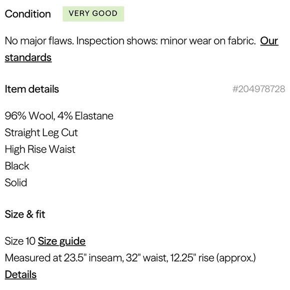 Theory Black Wool Slim-Fit Ankle Trousers Slacks Pants -Size 10 EUC - Picture 6 of 9